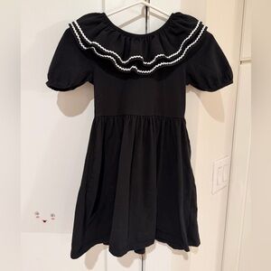 Janie and Jack Black Dress with White Trim Ruffle Collar